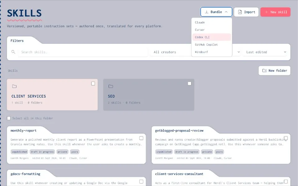 Bundling skills for Claude, Cursor, and other platforms