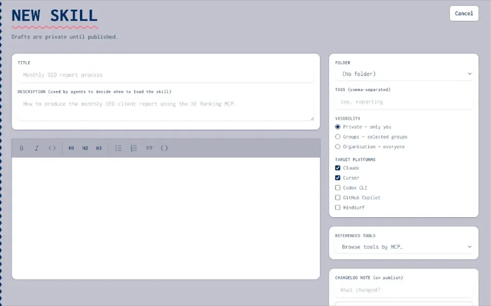 Authoring a new skill draft in Joyst